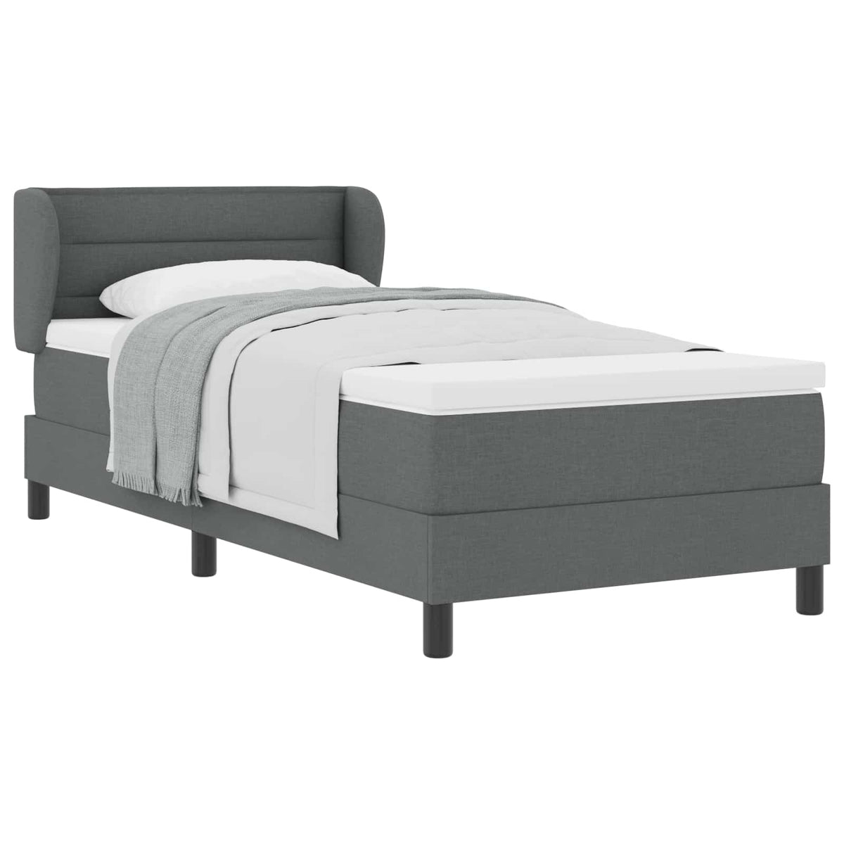 Boxspringbett mit Kopfteil Dunkelgrau 100 x 200 cm Stoff