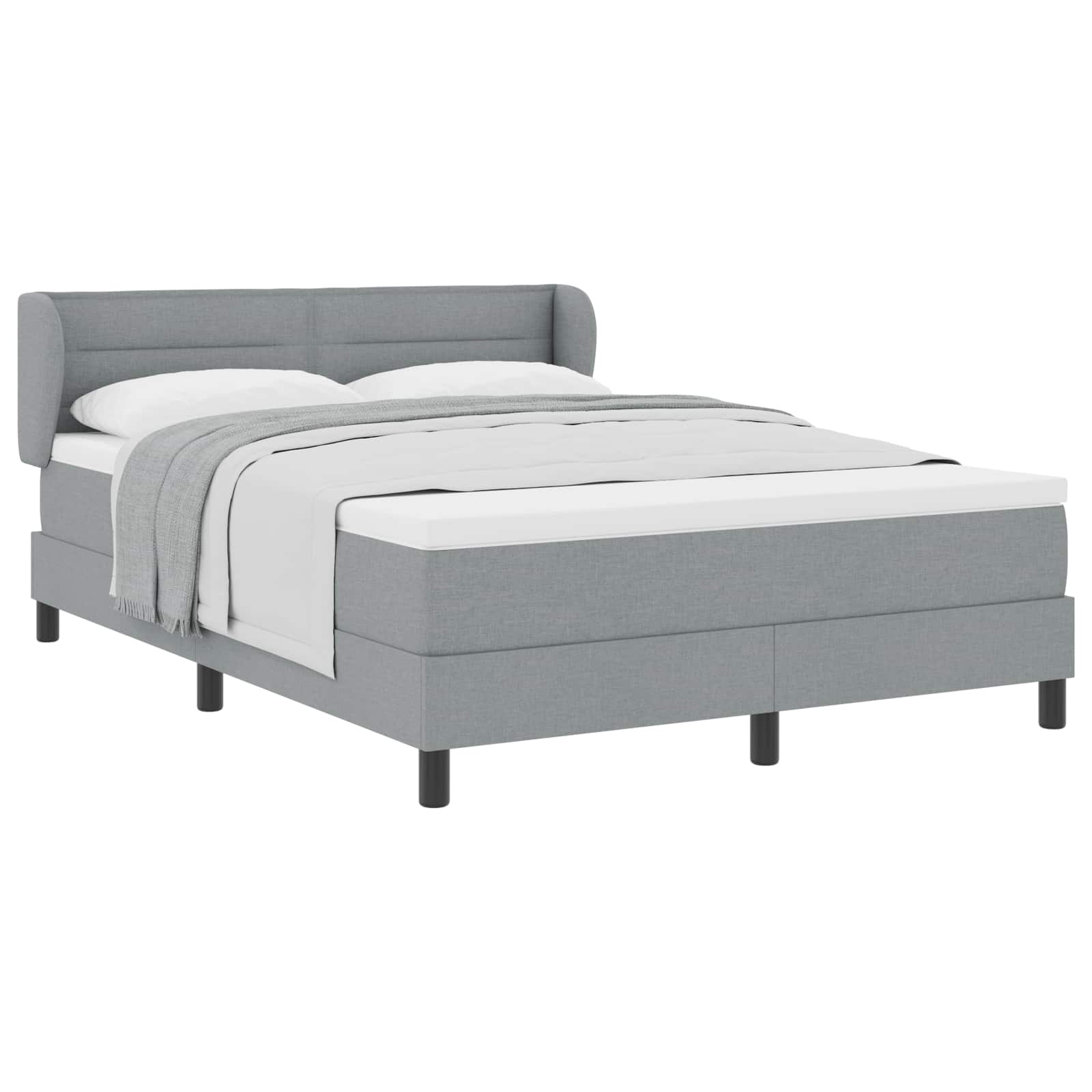 Boxspringbett mit Matratze Hellgrau 140 x 190 cm Stoff