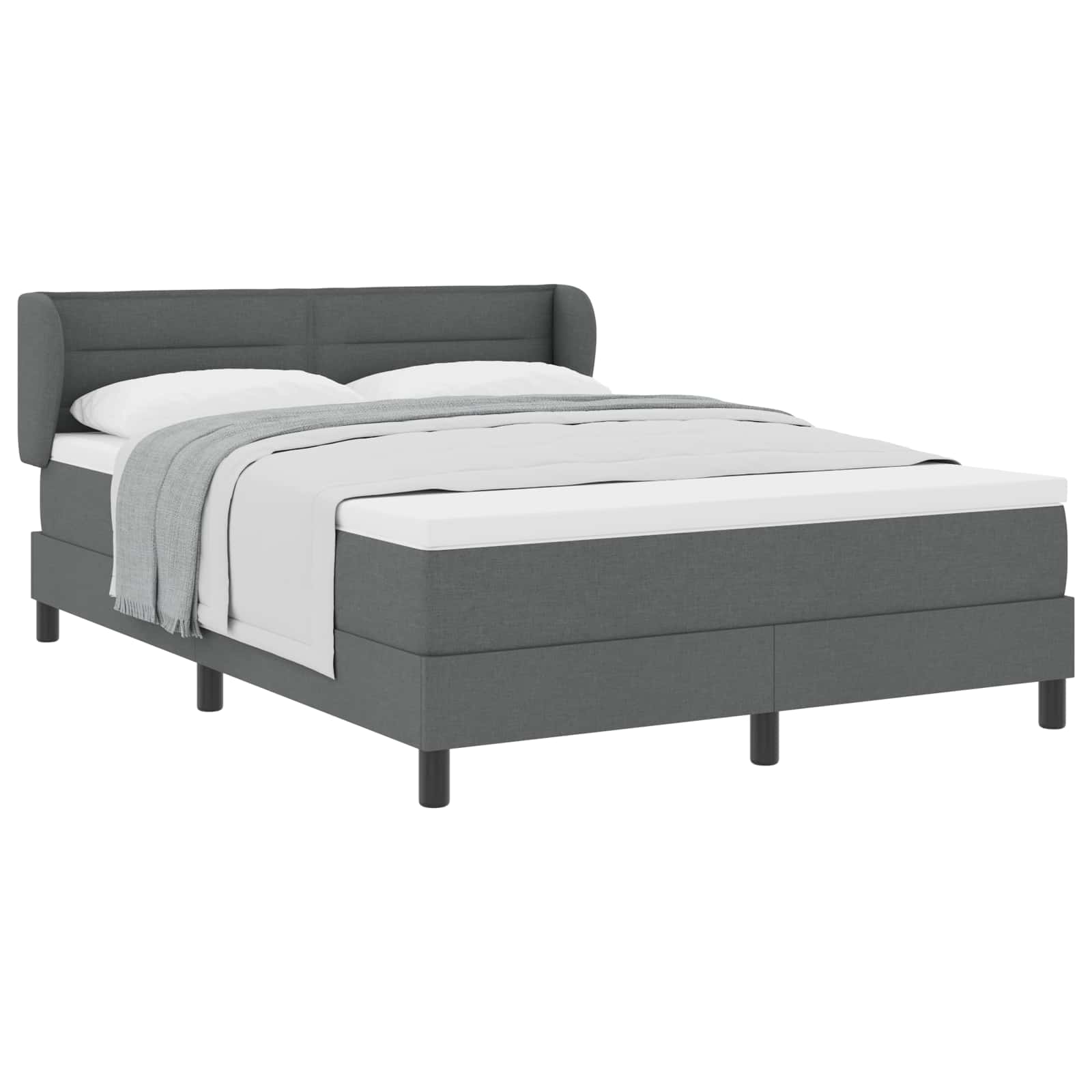 Boxspringbett mit Matratze Dunkelgrau 140 x 190 cm Stoff