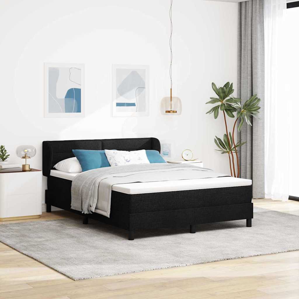Boxspringbett mit Matratze Schwarz 140 x 190 cm Stoff