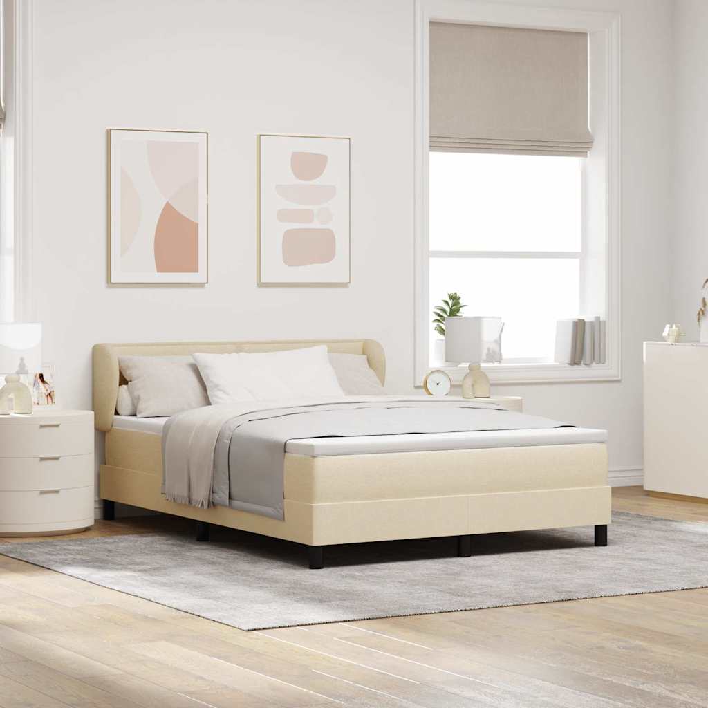 Boxspringbett mit Kopfteil Creme 140 x 190 cm Stoff