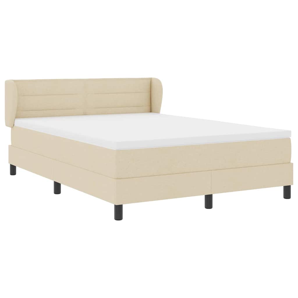 Boxspringbett mit Kopfteil Creme 140 x 190 cm Stoff