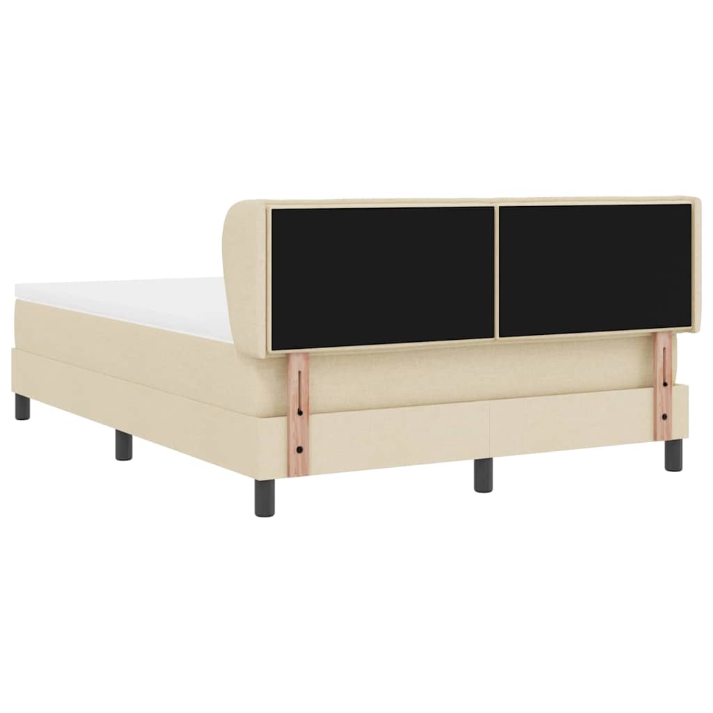 Boxspringbett mit Kopfteil Creme 140 x 190 cm Stoff