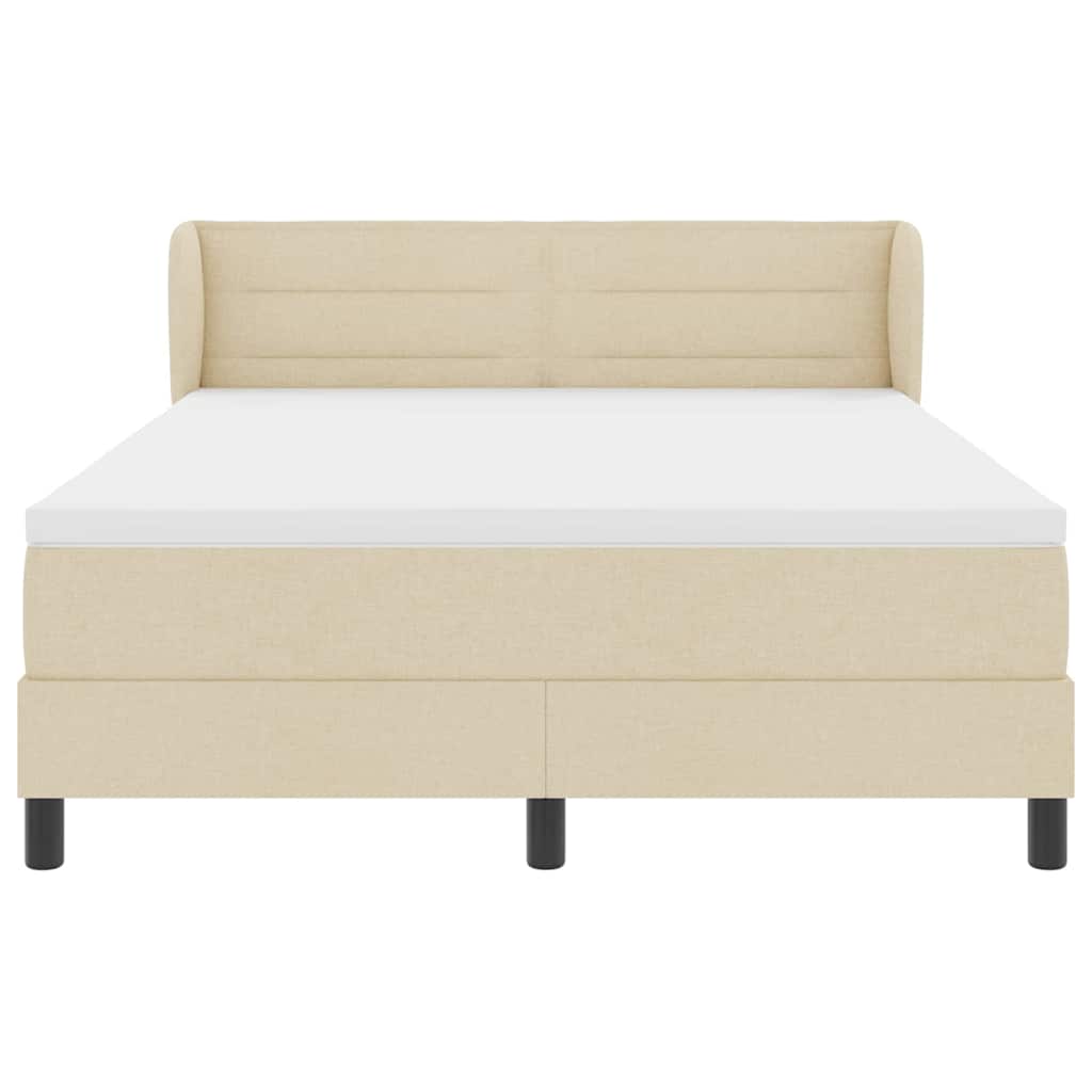 Boxspringbett mit Kopfteil Creme 140 x 190 cm Stoff