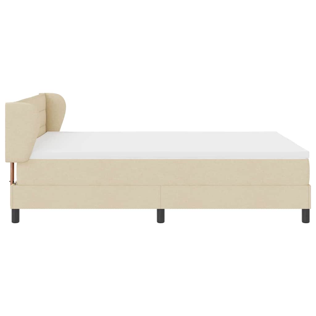 Boxspringbett mit Kopfteil Creme 140 x 190 cm Stoff