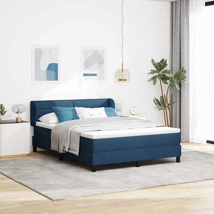 Boxspringbett mit Kopfteil Blau 140 x 190 cm Stoff