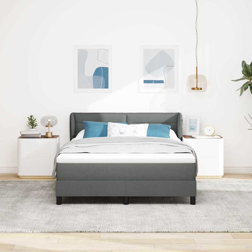Boxspringbett mit Matratze Dunkelgrau 140 x 200 cm Stoff