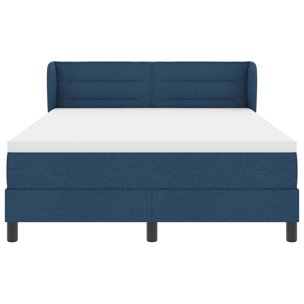 Boxspringbett mit Kopfteil Blau 140 x 200 cm Stoff