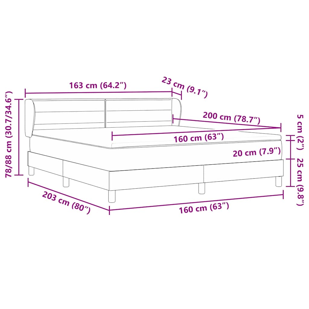 Boxspringbett mit Matratze Dunkelgrau 160 x 200 cm Stoff