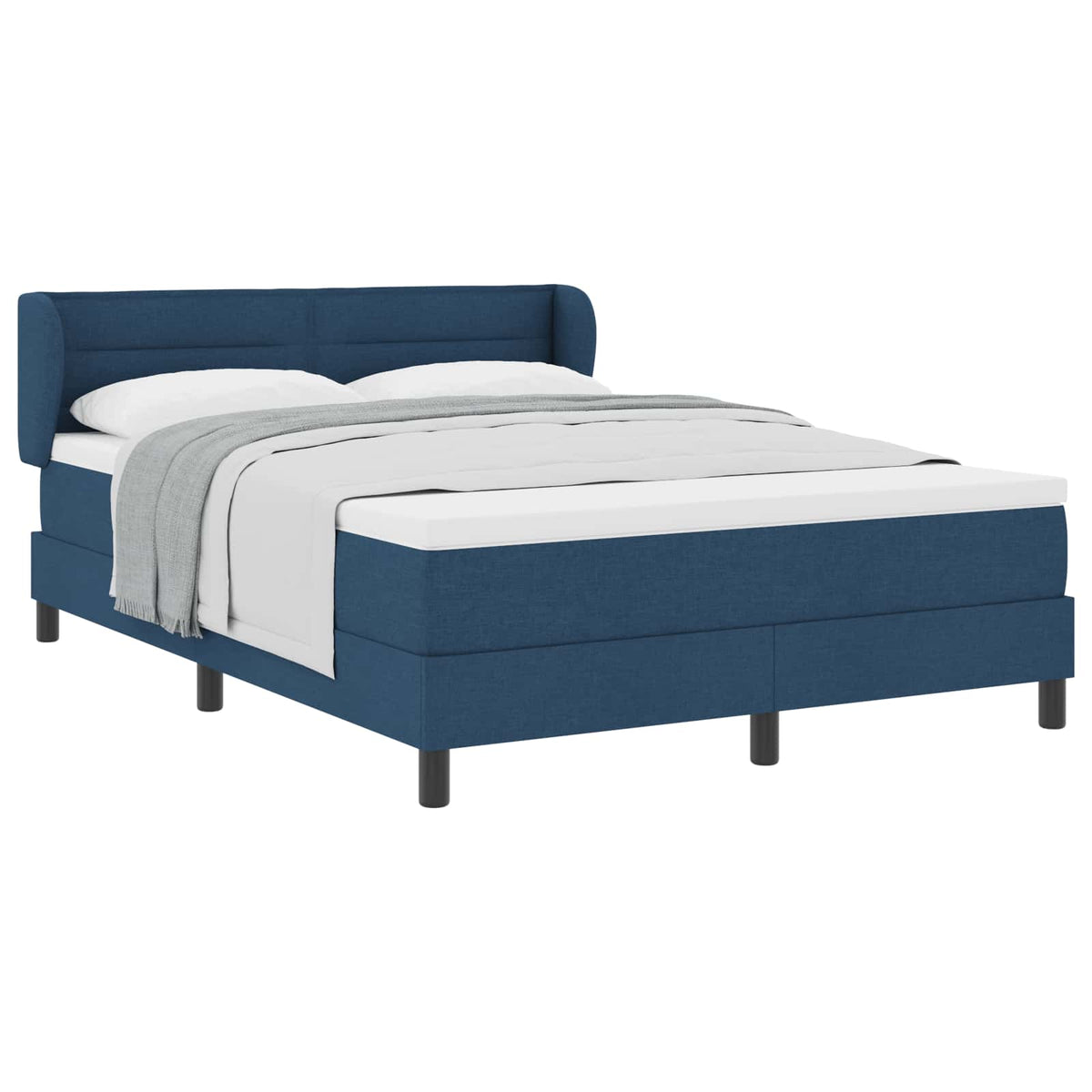 Boxspringbett mit Kopfteil Blau 160 x 200 cm Stoff
