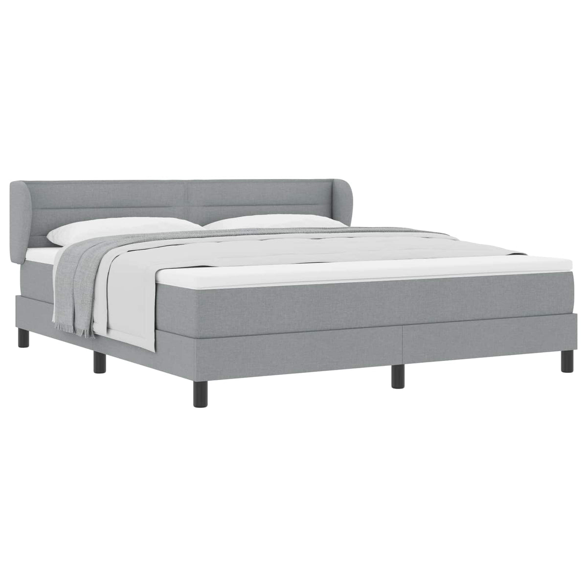 Boxspringbett mit Kopfteil Hellgrau 180 x 200 cm Stoff