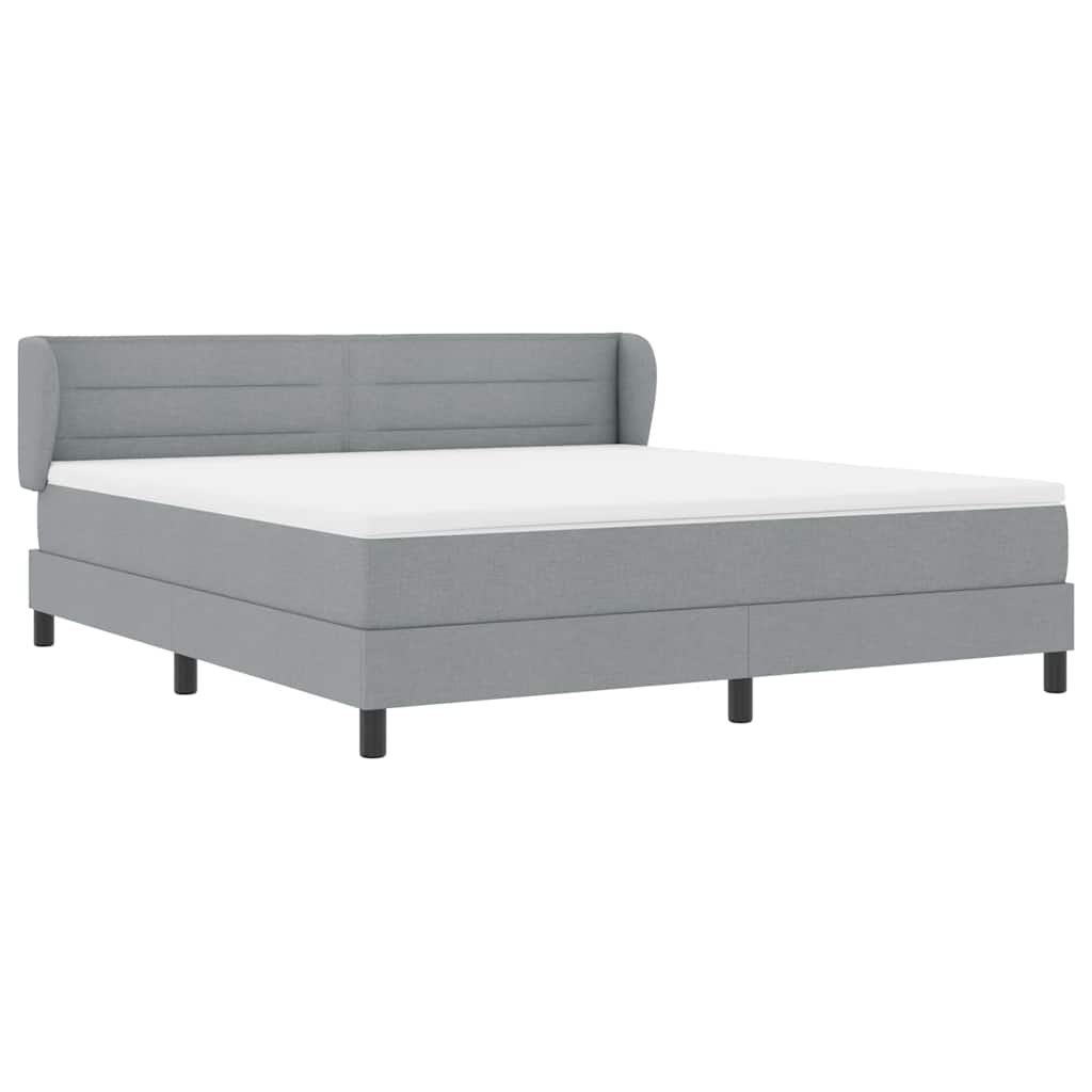 Boxspringbett mit Kopfteil Hellgrau 180 x 200 cm Stoff