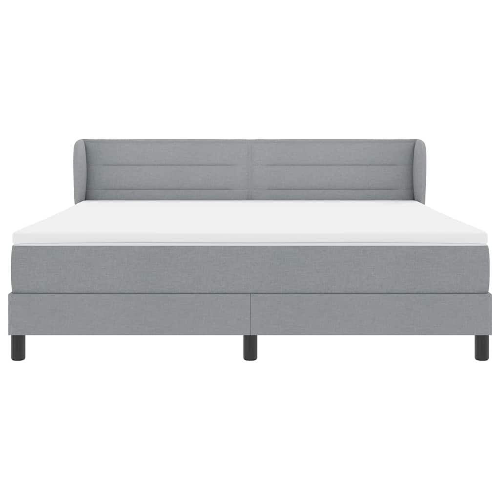 Boxspringbett mit Kopfteil Hellgrau 180 x 200 cm Stoff