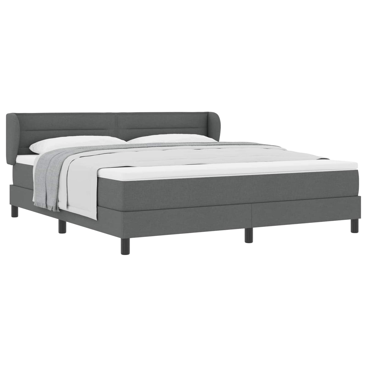 Boxspringbett mit Kopfteil Dunkelgrau 180 x 200 cm Stoff