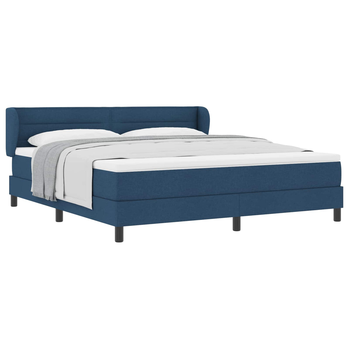 Boxspringbett mit Kopfteil Blau 180 x 200 cm Stoff