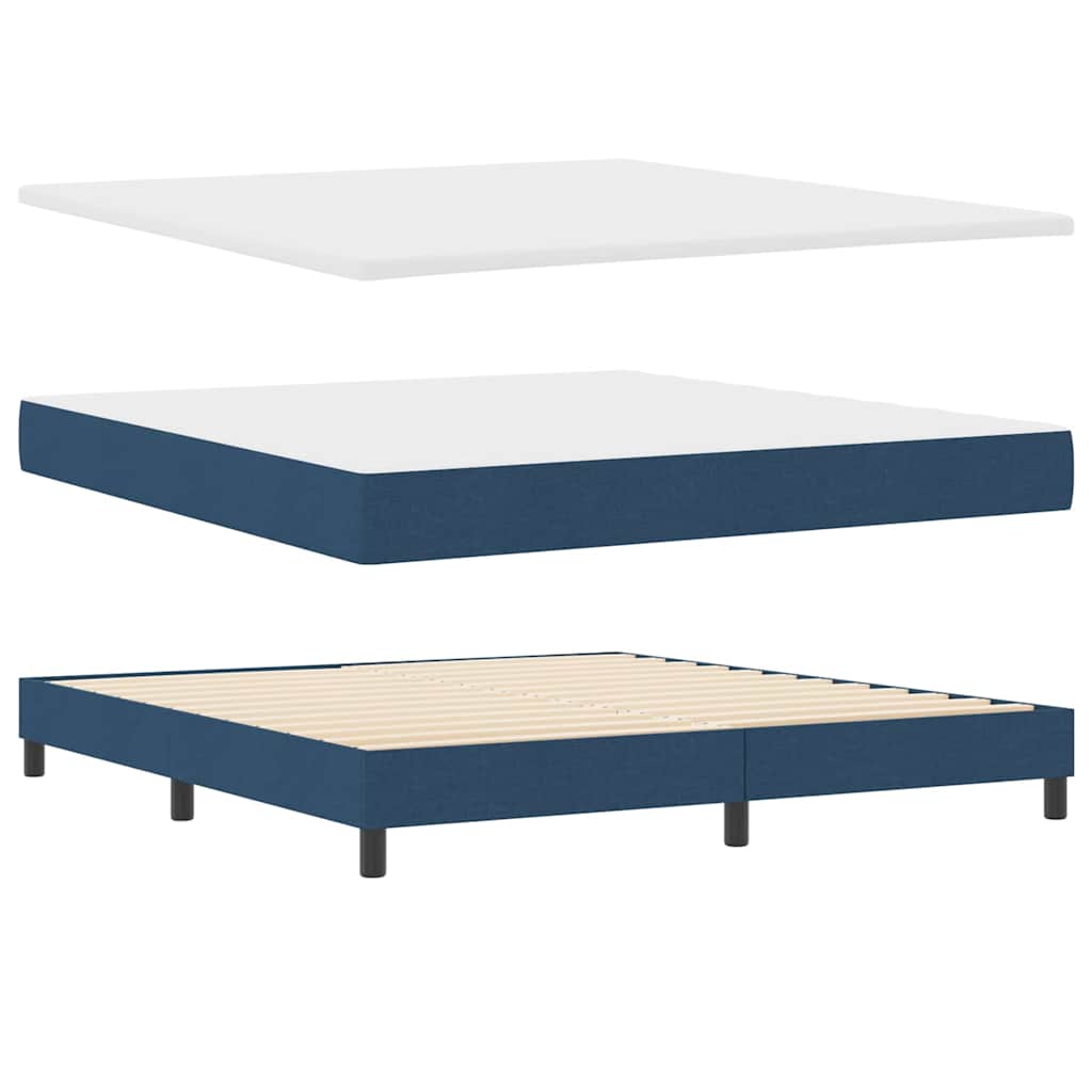 Boxspringbett mit Kopfteil Blau 180 x 200 cm Stoff