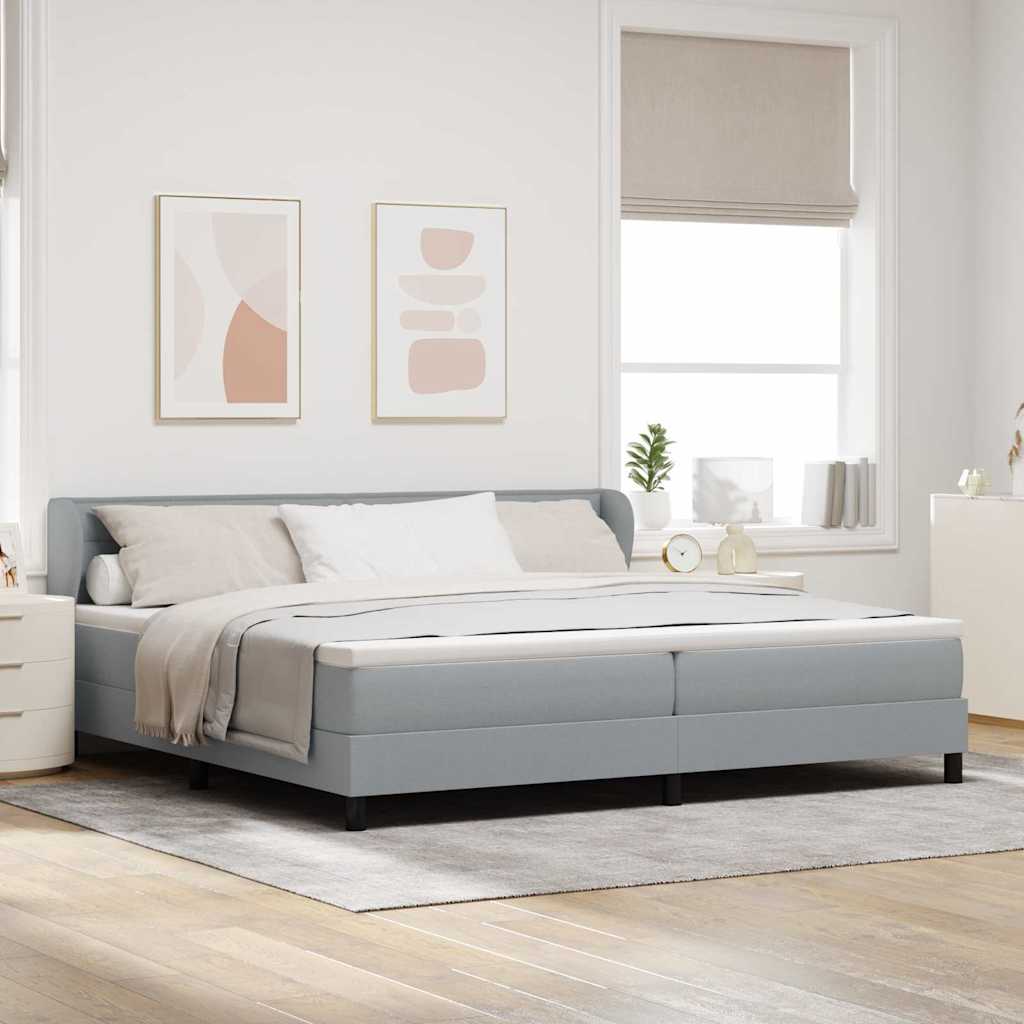 Boxspringbett mit Kopfteil Hellgrau 200 x 200 cm Stoff