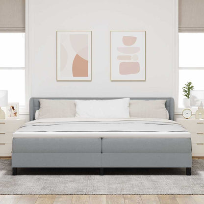 Boxspringbett mit Kopfteil Hellgrau 200 x 200 cm Stoff
