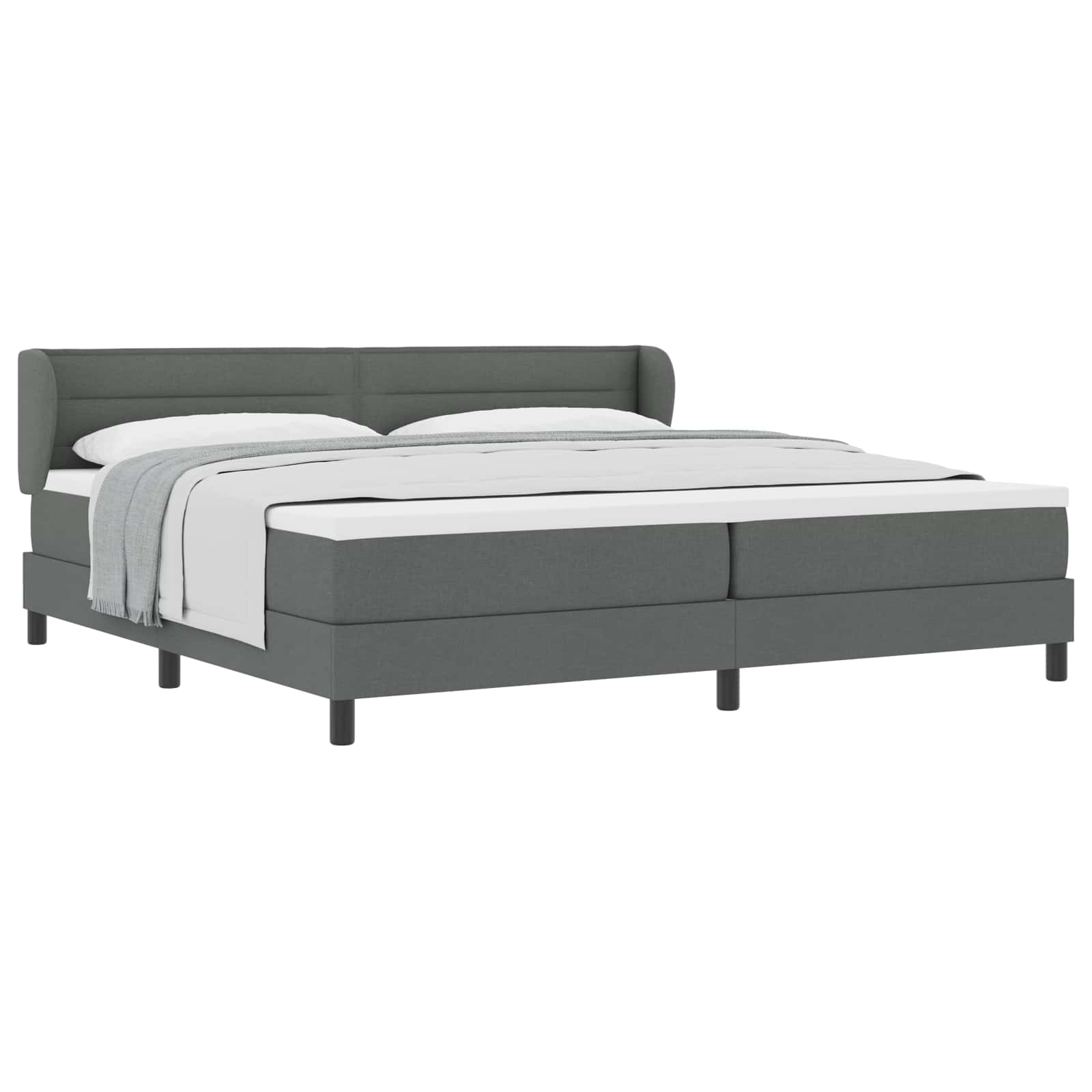 Boxspringbett mit Matratze Dunkelgrau 200 x 200 cm Stoff