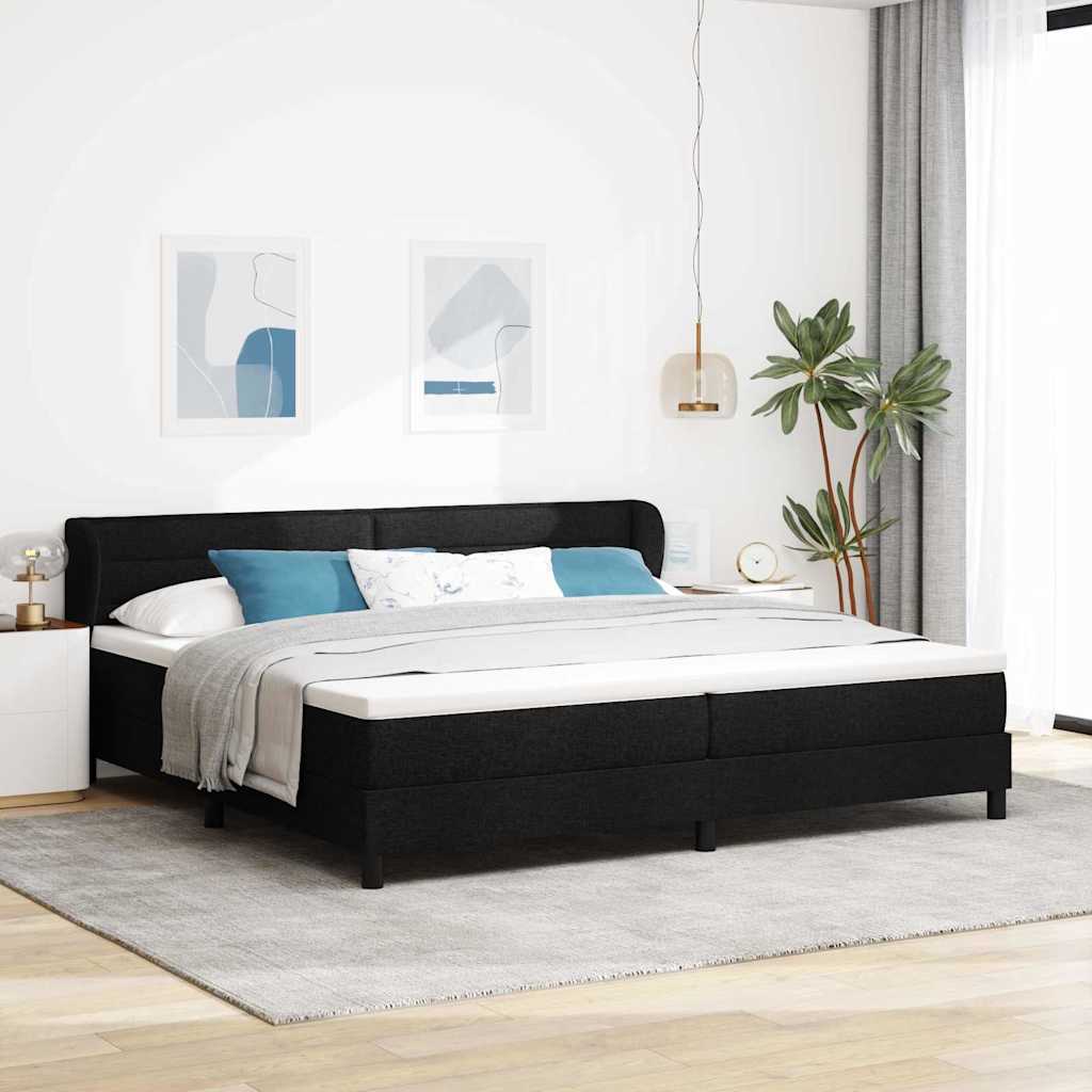 Boxspringbett mit Kopfteil Schwarz 200 x 200 cm Stoff