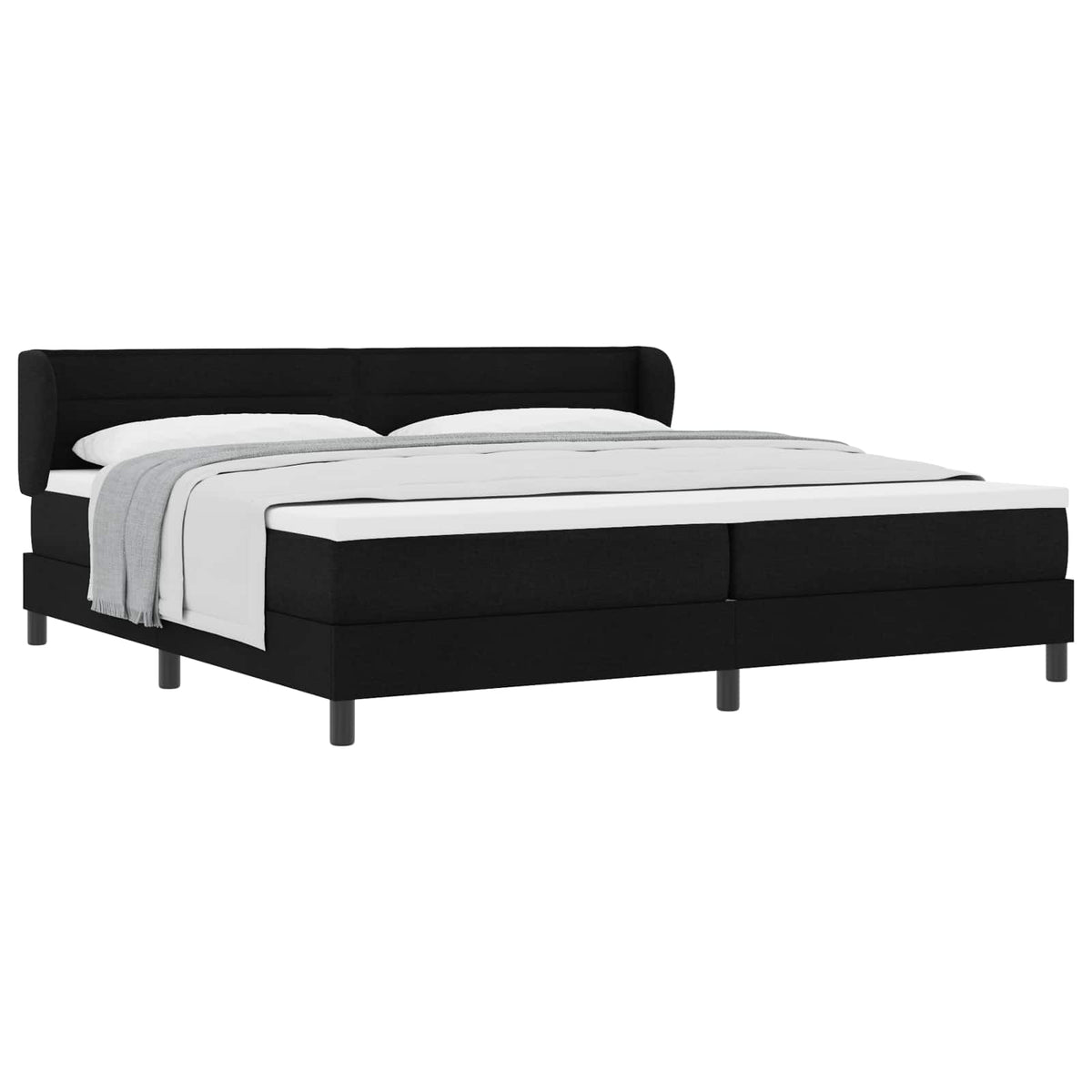 Boxspringbett mit Kopfteil Schwarz 200 x 200 cm Stoff