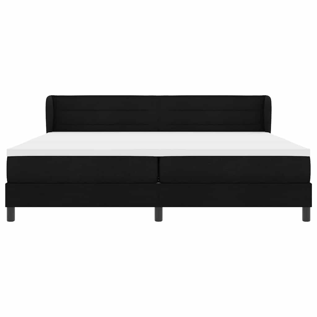 Boxspringbett mit Kopfteil Schwarz 200 x 200 cm Stoff