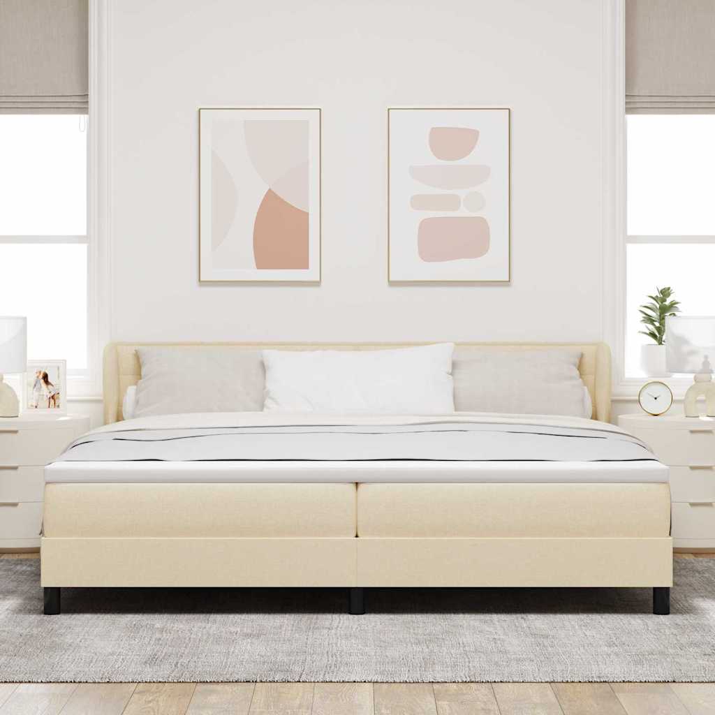 Boxspringbett mit Kopfteil Creme 200 x 200 cm Stoff