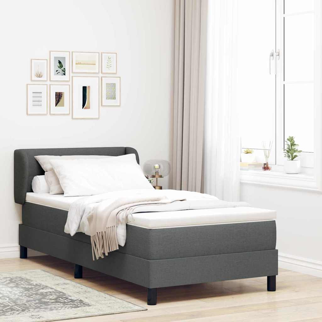 Boxspringbett mit Kopfteil Dunkelgrau 80 x 200 cm Stoff