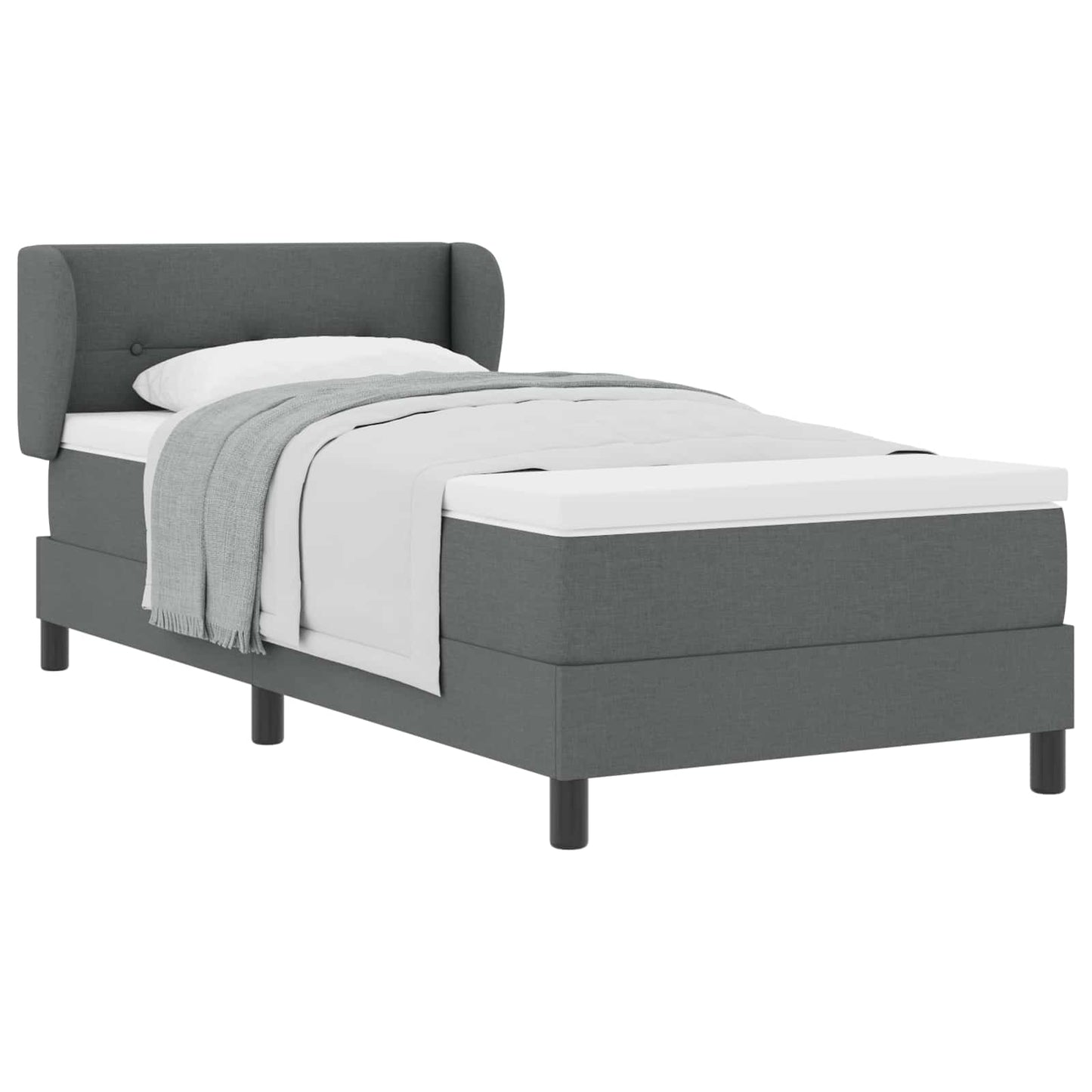 Boxspringbett mit Kopfteil Dunkelgrau 80 x 200 cm Stoff