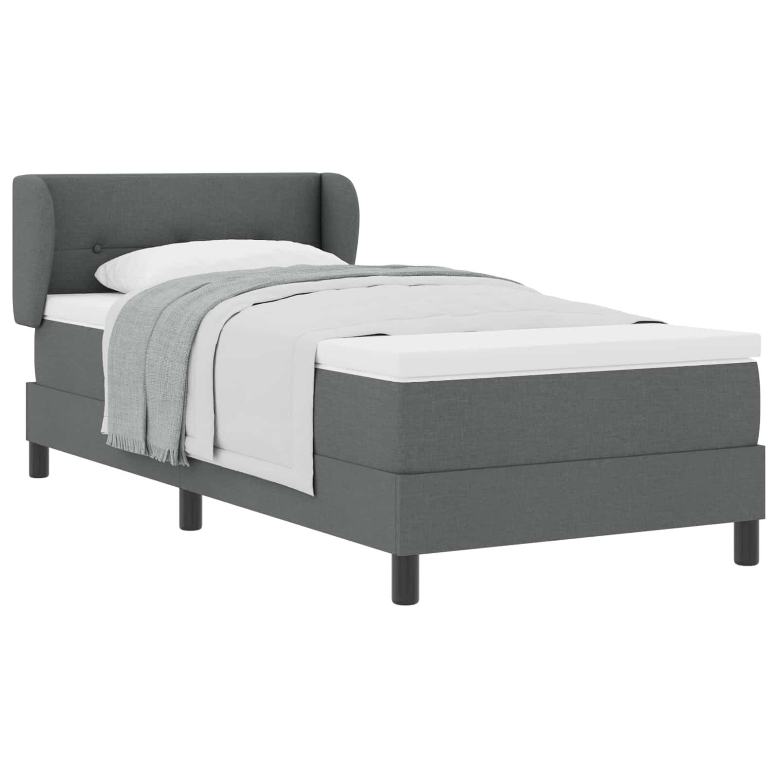 Boxspringbett mit Kopfteil Dunkelgrau 80 x 200 cm Stoff