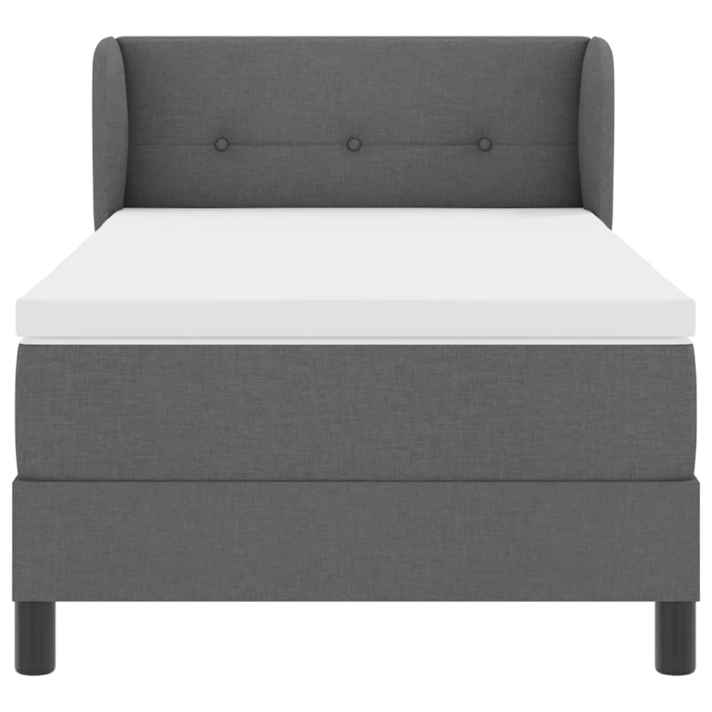 Boxspringbett mit Kopfteil Dunkelgrau 80 x 200 cm Stoff