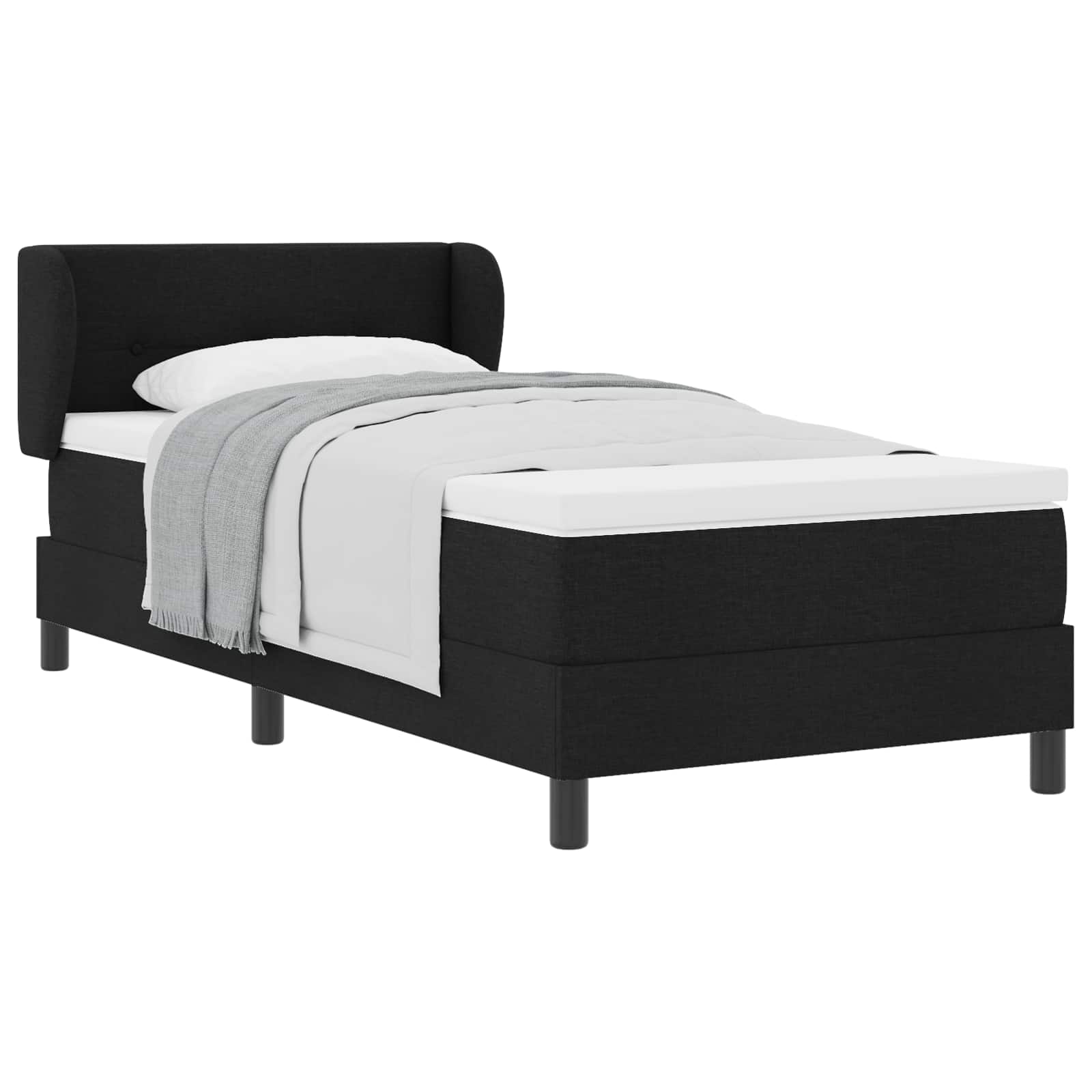Boxspringbett mit Kopfteil Schwarz 90 x 190 cm Stoff