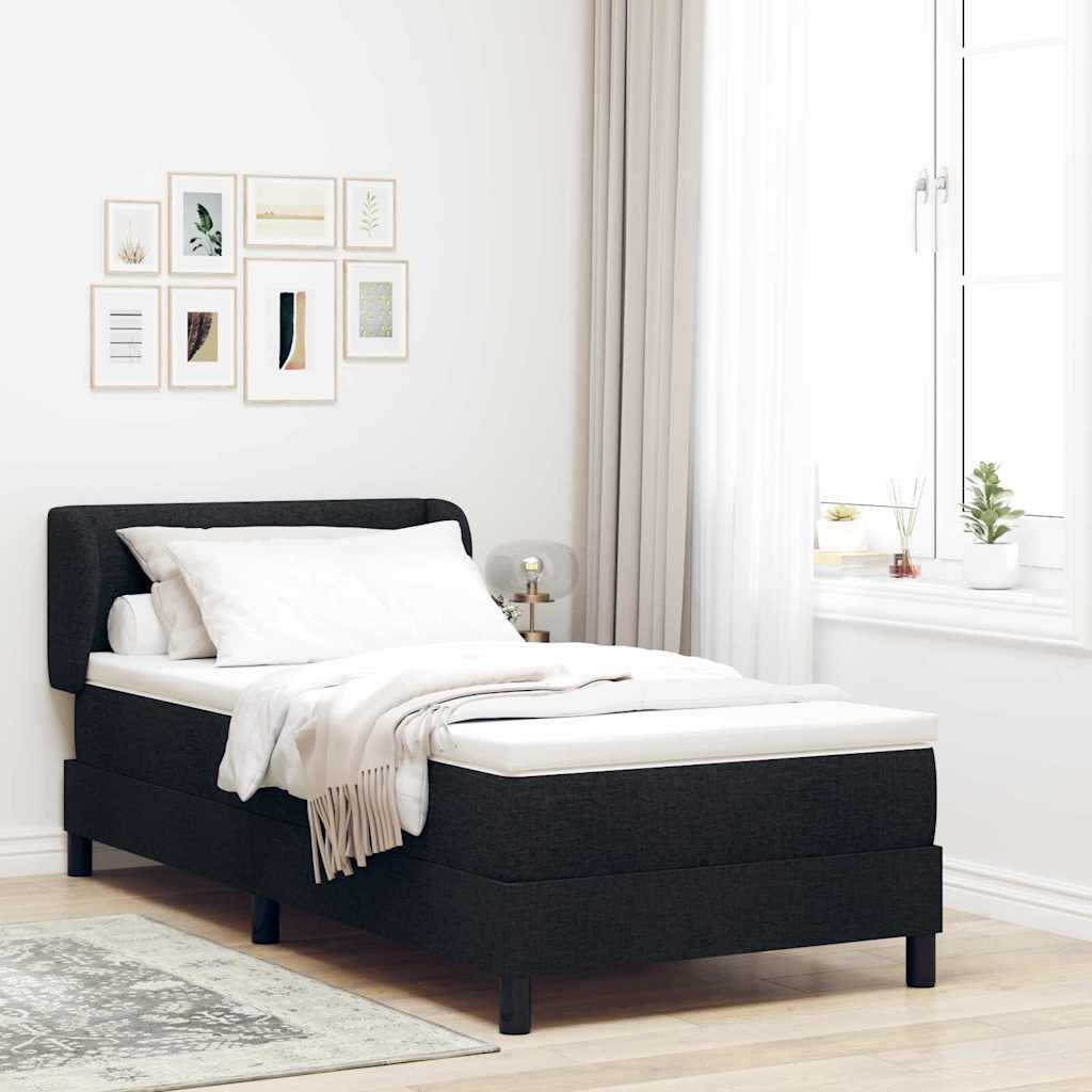 Boxspringbett mit Kopfteil Schwarz 90 x 200 cm Stoff