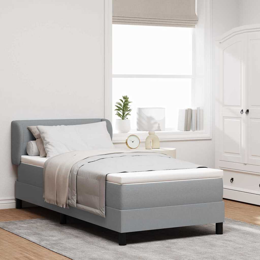 Boxspringbett mit Kopfteil Hellgrau 100 x 200 cm Stoff