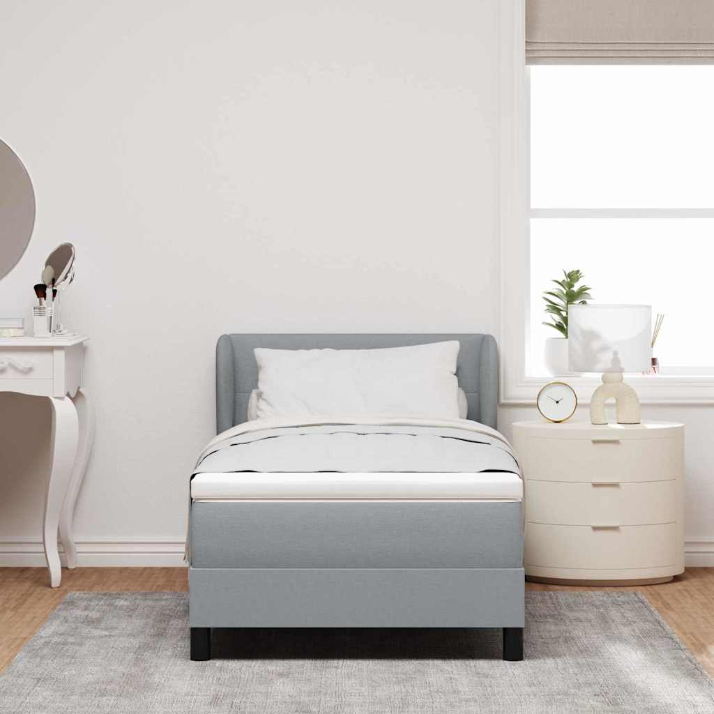 Boxspringbett mit Kopfteil Hellgrau 100 x 200 cm Stoff