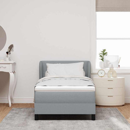 Boxspringbett mit Kopfteil Hellgrau 100 x 200 cm Stoff