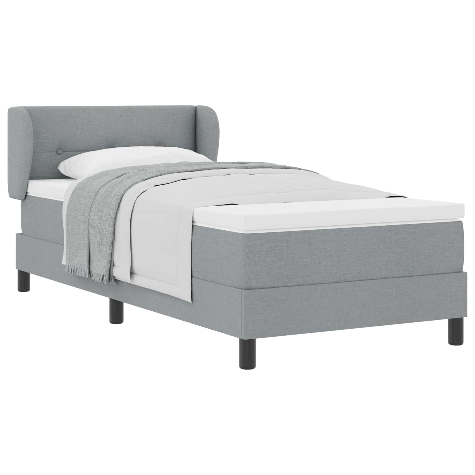 Boxspringbett mit Kopfteil Hellgrau 100 x 200 cm Stoff