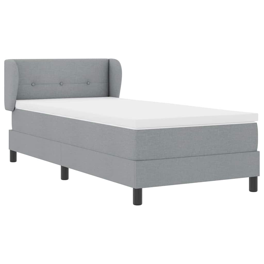Boxspringbett mit Kopfteil Hellgrau 100 x 200 cm Stoff