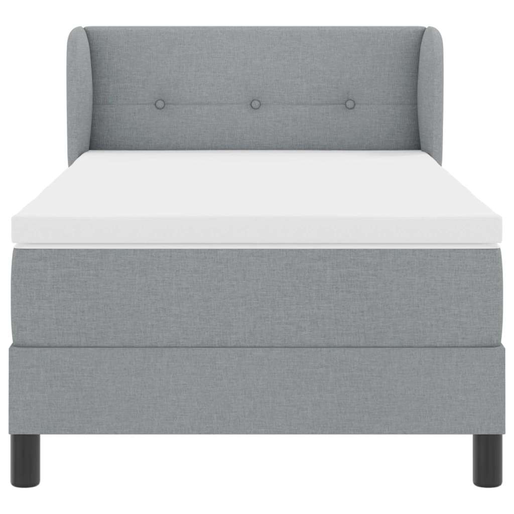 Boxspringbett mit Kopfteil Hellgrau 100 x 200 cm Stoff