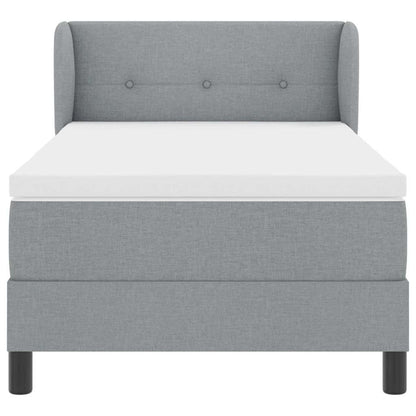 Boxspringbett mit Kopfteil Hellgrau 100 x 200 cm Stoff