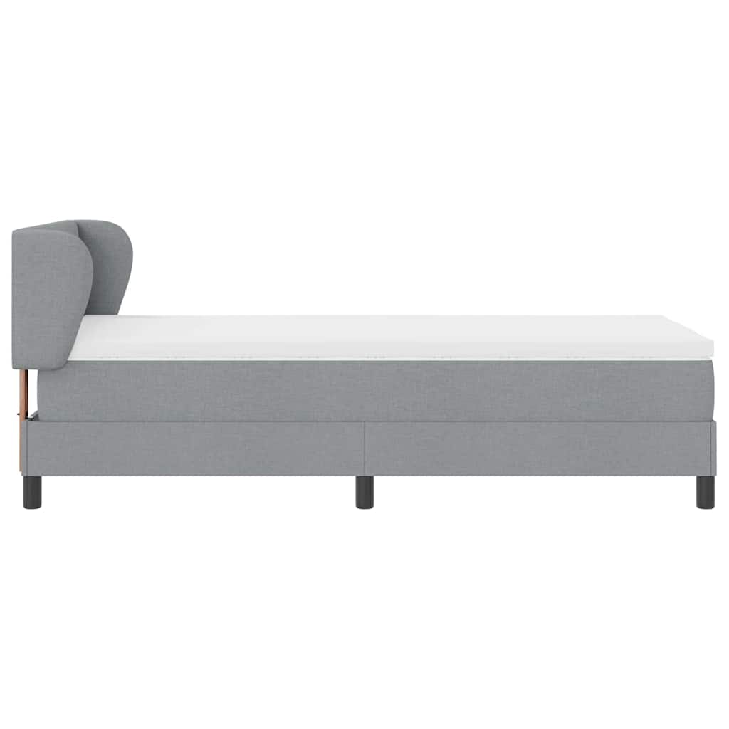Boxspringbett mit Kopfteil Hellgrau 100 x 200 cm Stoff