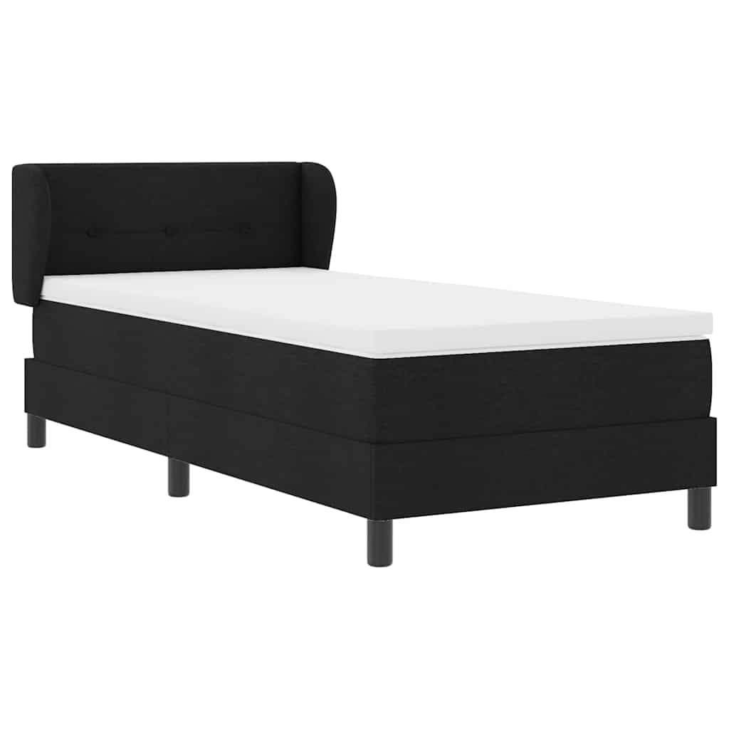 Boxspringbett mit Kopfteil Schwarz 100 x 200 cm Stoff