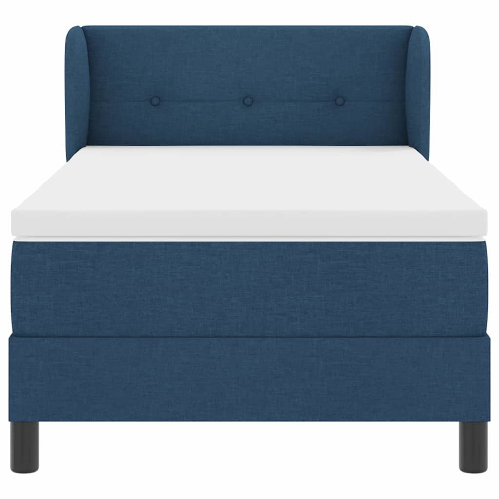Boxspringbett mit Kopfteil Blau 100 x 200 cm Stoff