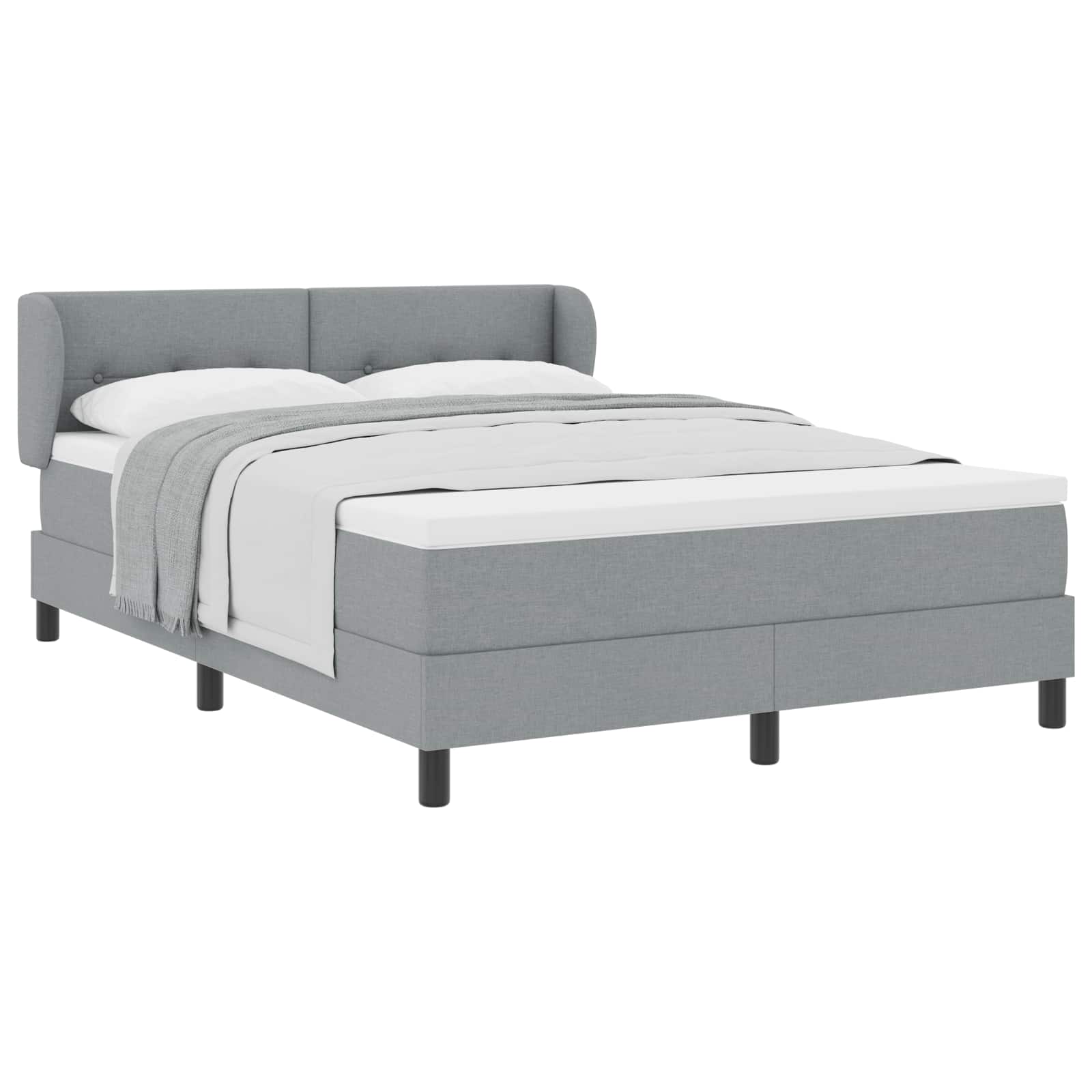 Boxspringbett mit Matratze Hellgrau 140 x 190 cm Stoff