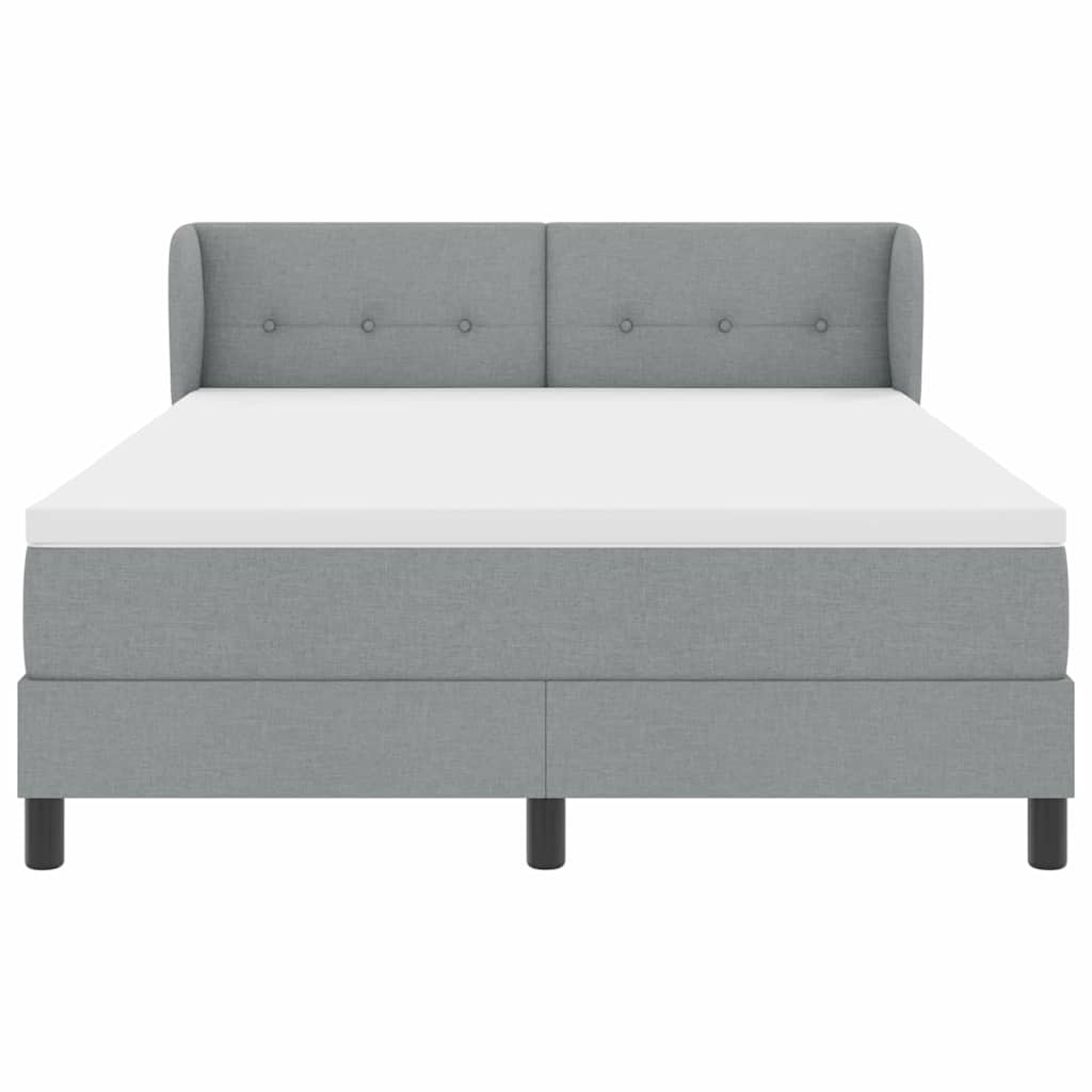 Boxspringbett mit Kopfteil Hellgrau 140 x 190 cm Stoff