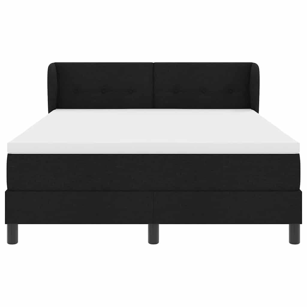 Boxspringbett mit Kopfteil Schwarz 140 x 190 cm Stoff