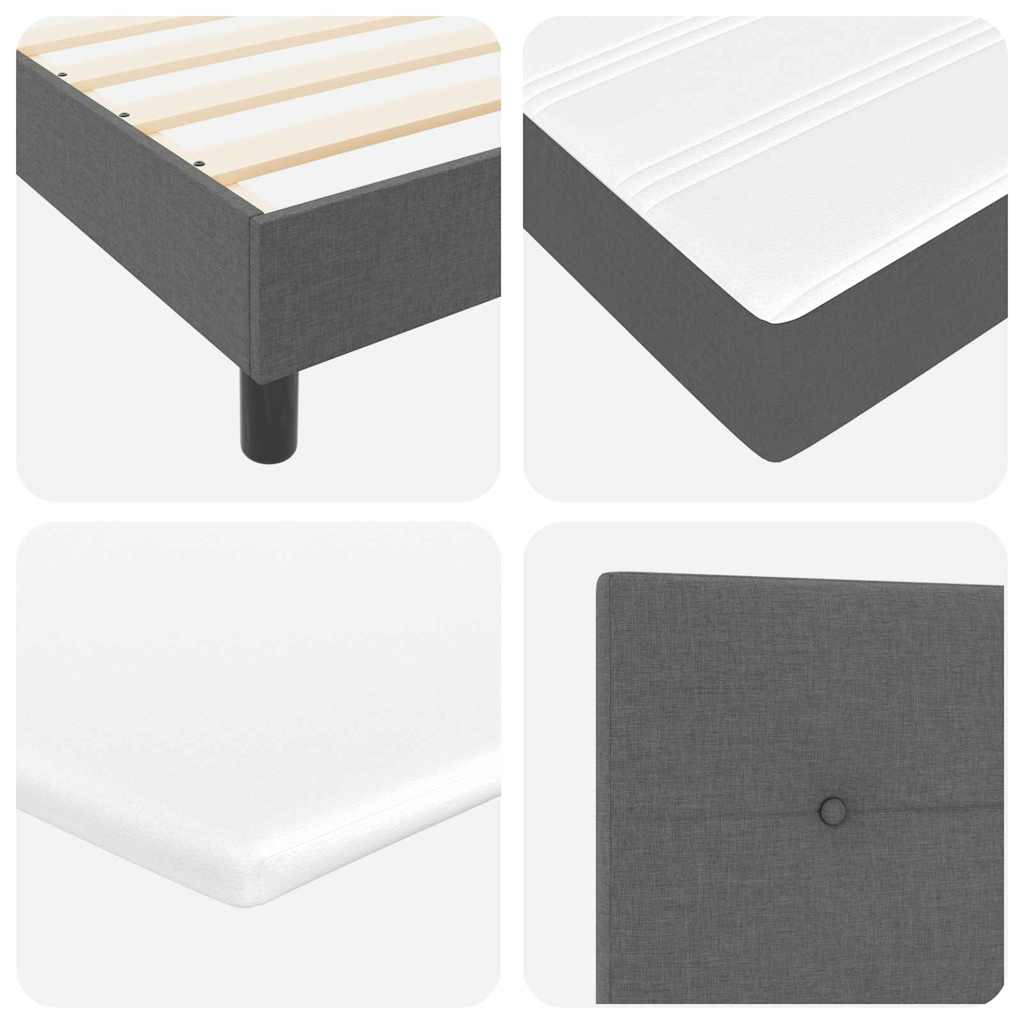 Boxspringbett mit Kopfteil Dunkelgrau 140 x 200 cm Stoff