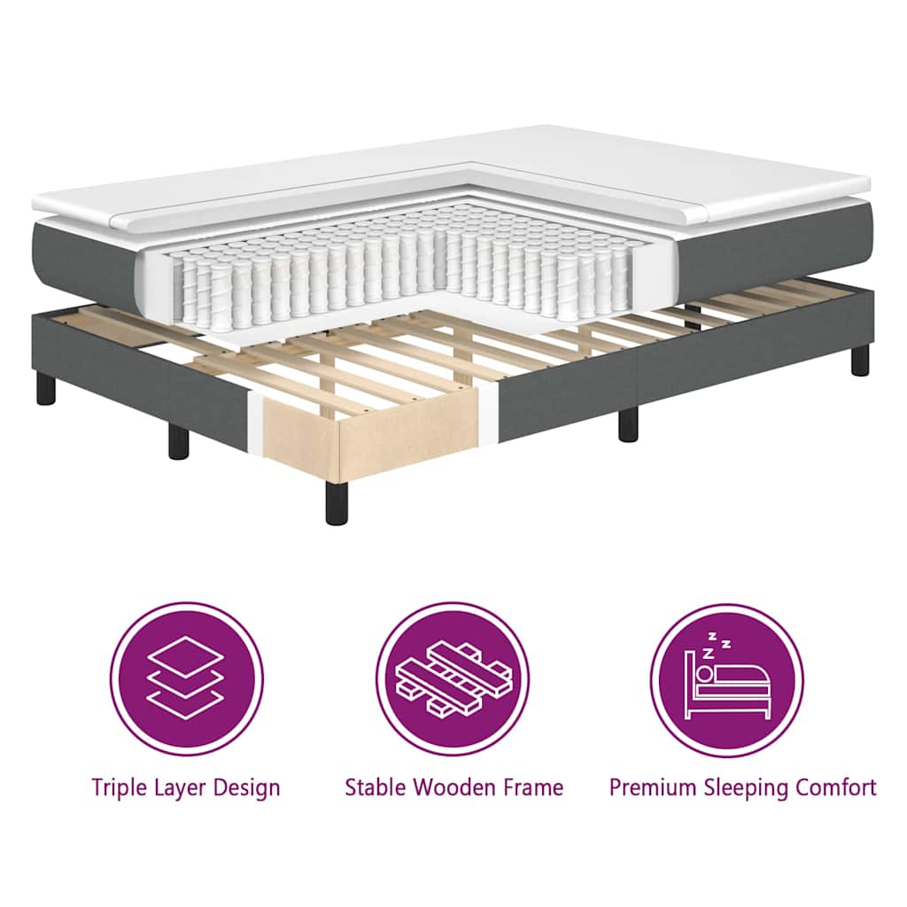 Boxspringbett mit Kopfteil Dunkelgrau 140 x 200 cm Stoff