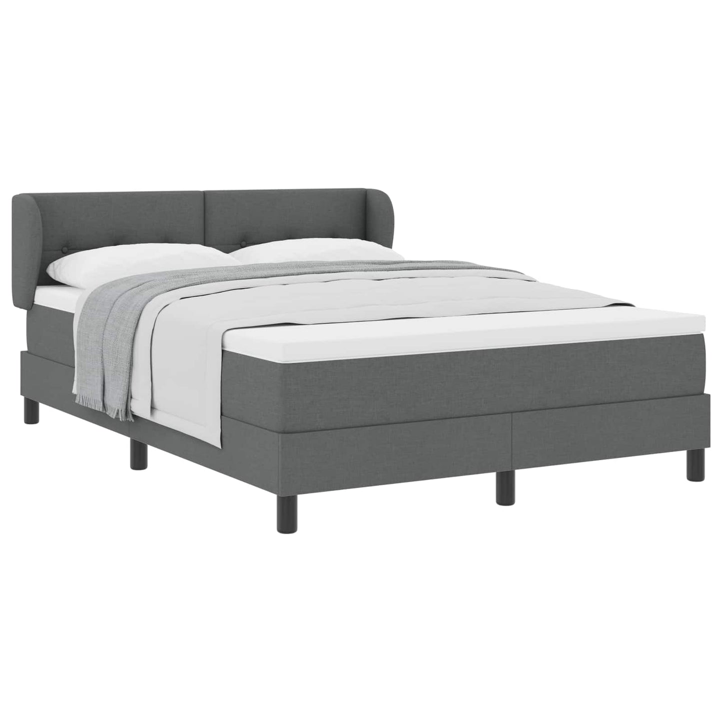 Boxspringbett mit Kopfteil Dunkelgrau 140 x 200 cm Stoff
