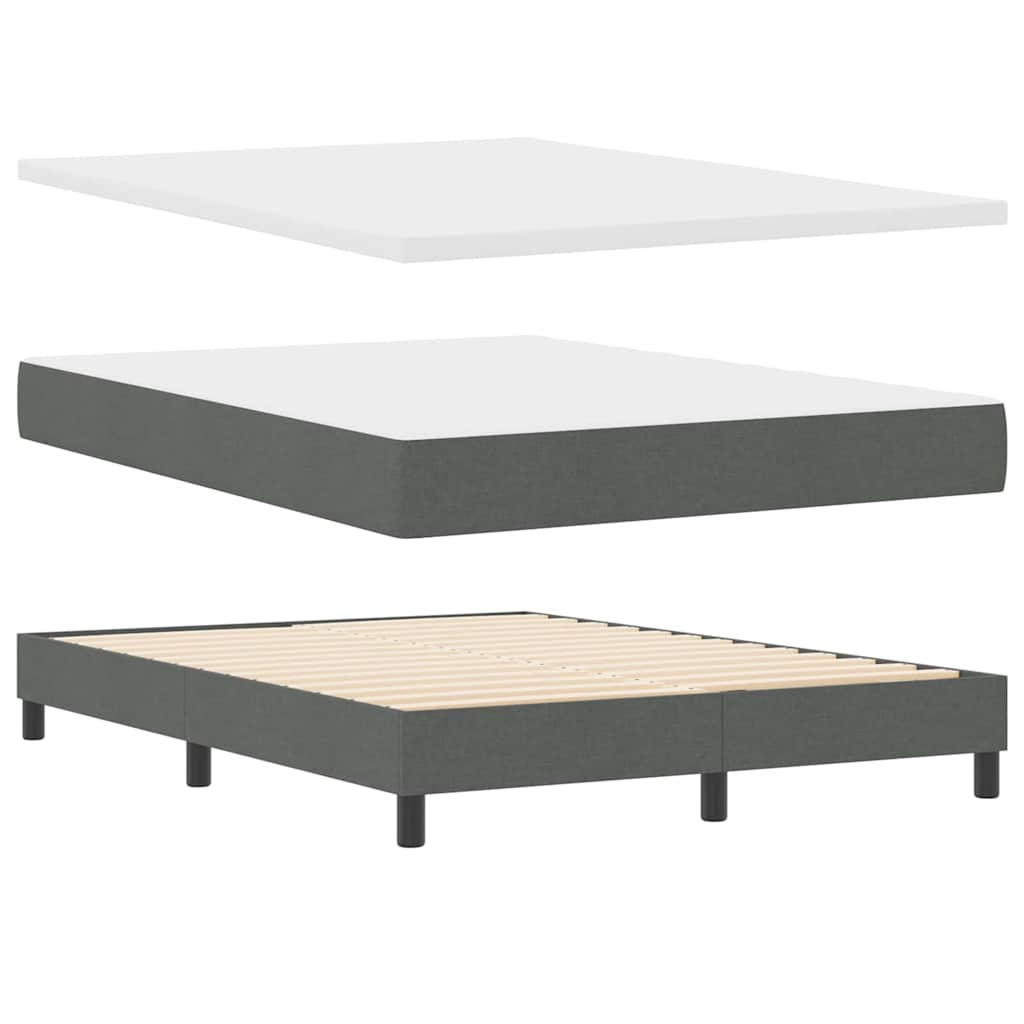 Boxspringbett mit Kopfteil Dunkelgrau 140 x 200 cm Stoff